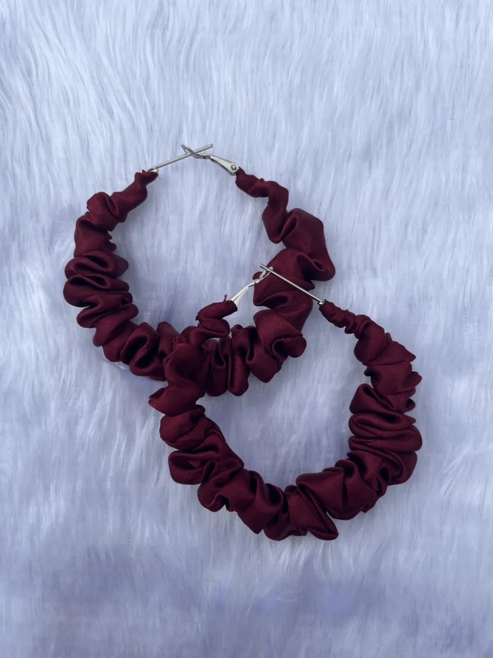 Combo Of Moon Style Scrunchies Watch + Earrings (Brownish Crimson)