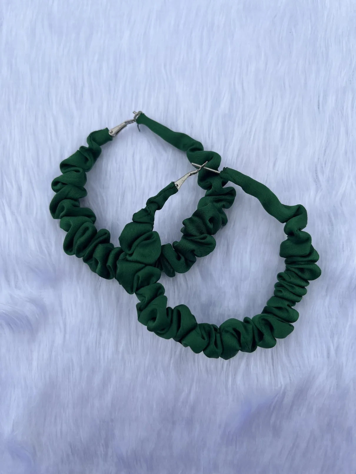 Combo Of Moon Style Scrunchies Watch + Earrings (Dark Green)