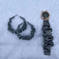 Combo Of Moon Style Scrunchies Watch + Earrings (Cloud Grey)