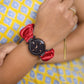 Diamond Style Black Scrunchies Watch (Ruby Red)