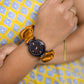 Diamond Style Black Scrunchies Watch (Mustard Yellow)