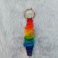 Printed Straps Rose Gold White Scrunchies Watch (Rainbow)