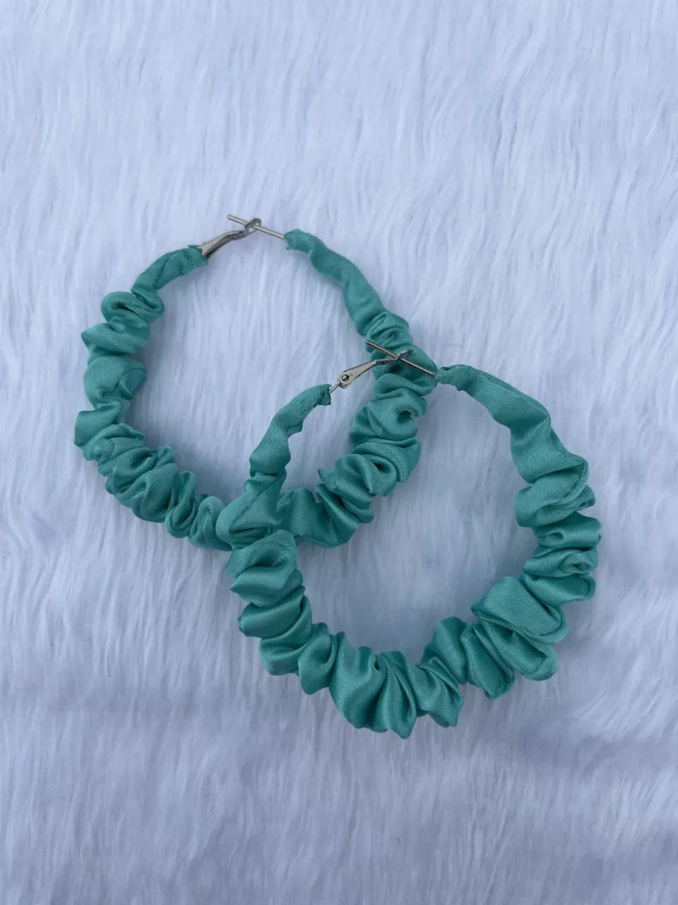 Combo Of Moon Style Scrunchies Watch + Earrings (Aquamarine Blue)