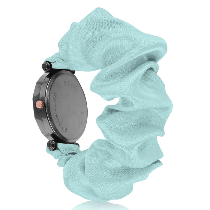 Diamond Style Black Scrunchies Watch (Adriatic Mist Blue)