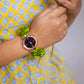 Diamond Style Golden Scrunchies Watch (Olive Green)