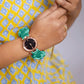 Diamond Style Golden Scrunchies Watch (Aquamarine Blue)