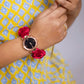 Diamond Style Golden Scrunchies Watch (Hot Pink)
