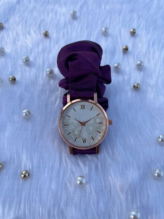 Unique Rose Gold White Scrunchies Watch (Indigo Purplle)