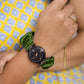 Diamond Style Black Scrunchies Watch (Seaweed Green)